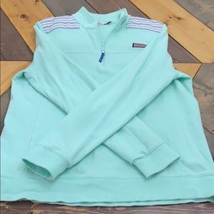 Vineyard Vines Shep Shirt 1/4 zip teal L